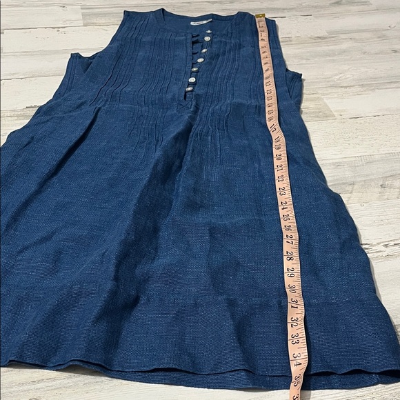 Faherty Isha  Linen Indigo Blue Mini Dress - Picture 9 of 11